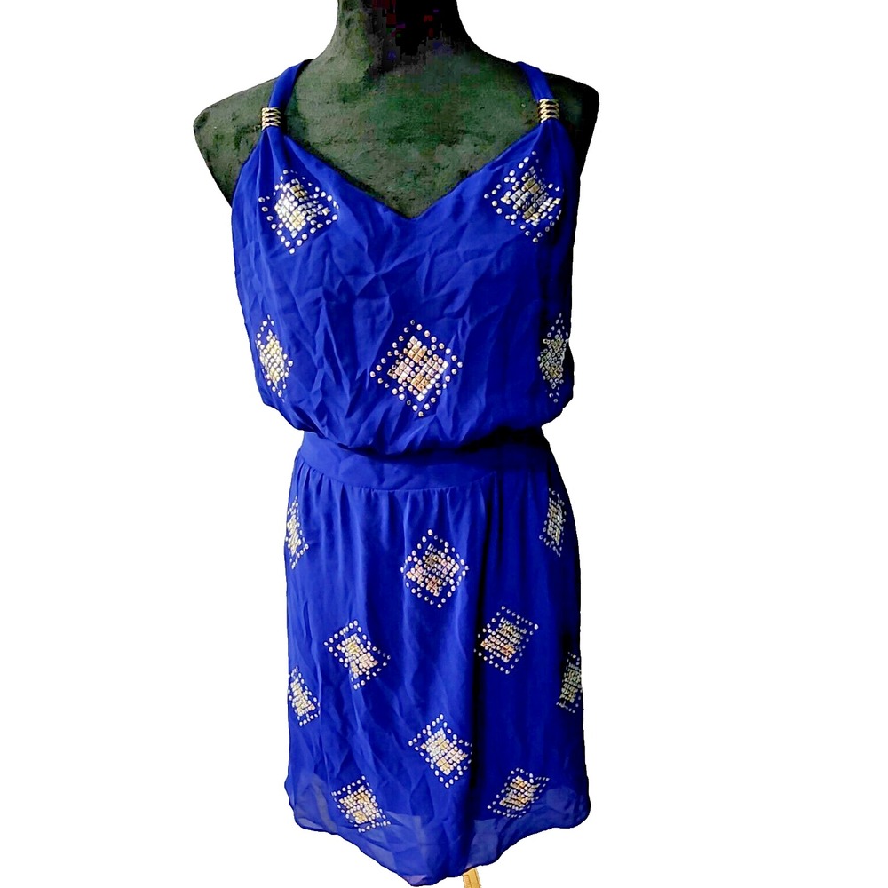 NEW White House Black Market Women's V-Neck Indigo Sleeveless Party Dress Size 2